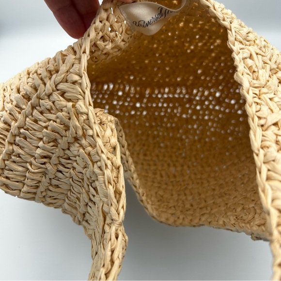 Universal Threads Straw Raffia Woven Shoulder Hobo Bag Purse Tote Beige UNUSED - Picture 6 of 9